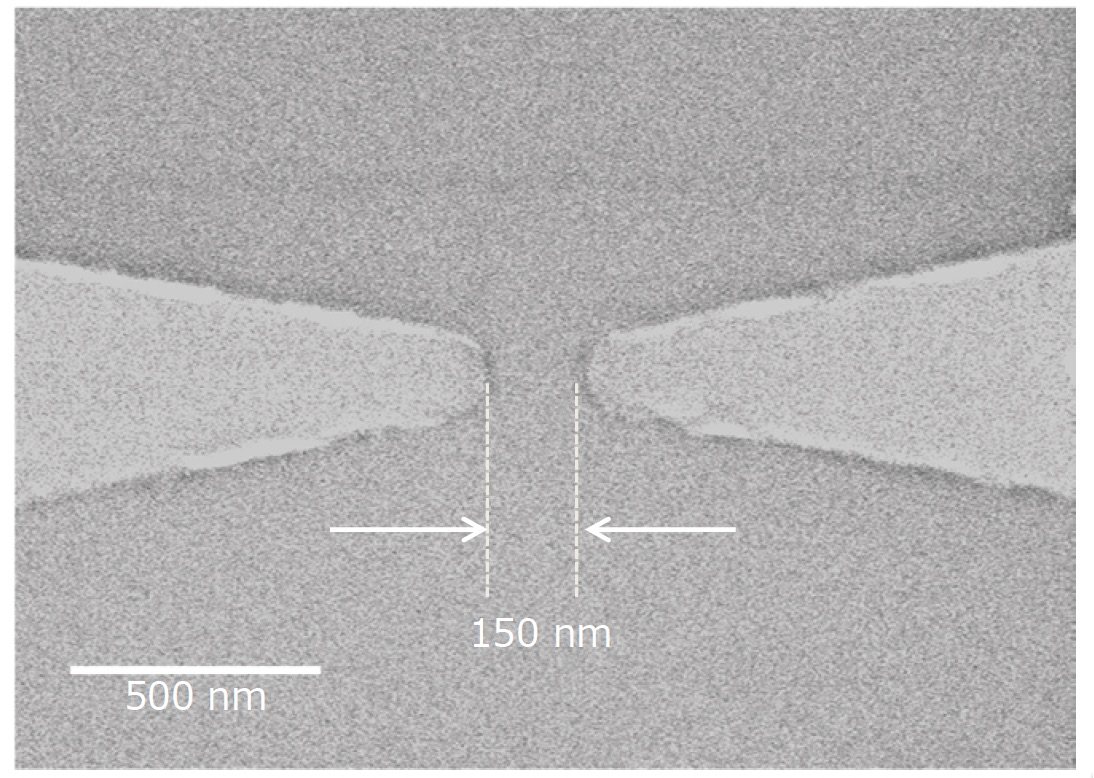 電極間150nmの微細構造の図