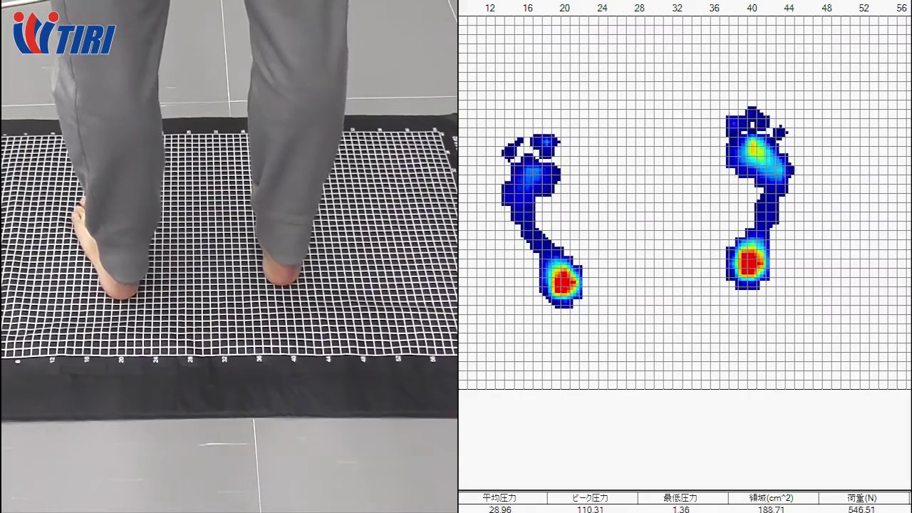 測定ソフトウェアによる圧力分布の表示例の画像