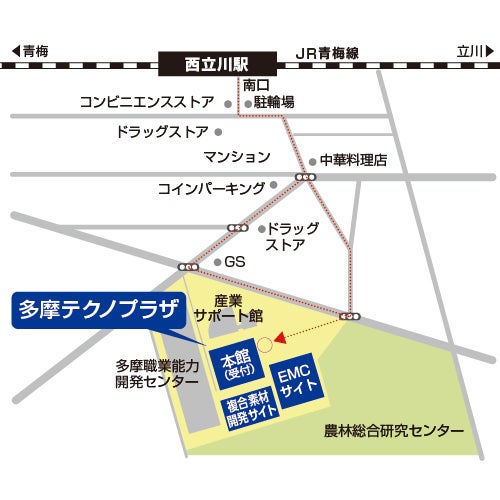 多摩テクノプラザへの地図画像